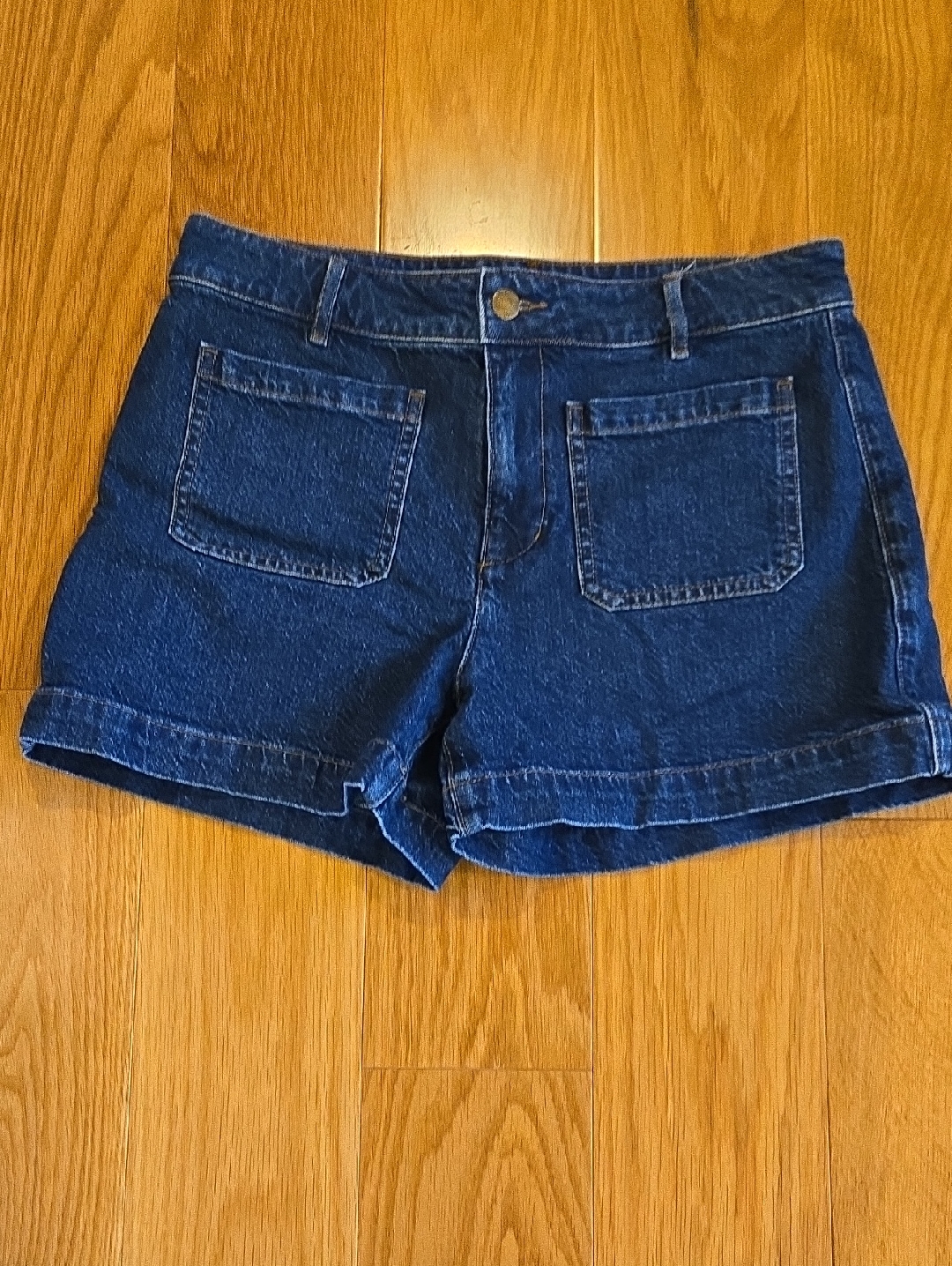 Loft Dark Indigo Denim Patch-Pocket Shorts